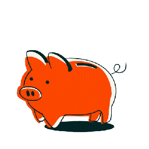 Illustration of coins falling into a piggy bank, representing increased donations and stronger donor management using HubSpot.
