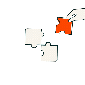 Illustration of hands connecting puzzle pieces, symbolizing integrating nonprofit systems and unifying donor data in HubSpot.