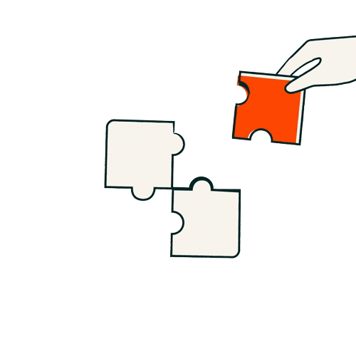 Illustration of two hands connecting puzzle pieces, symbolizing choosing the right email-marketing solution.
