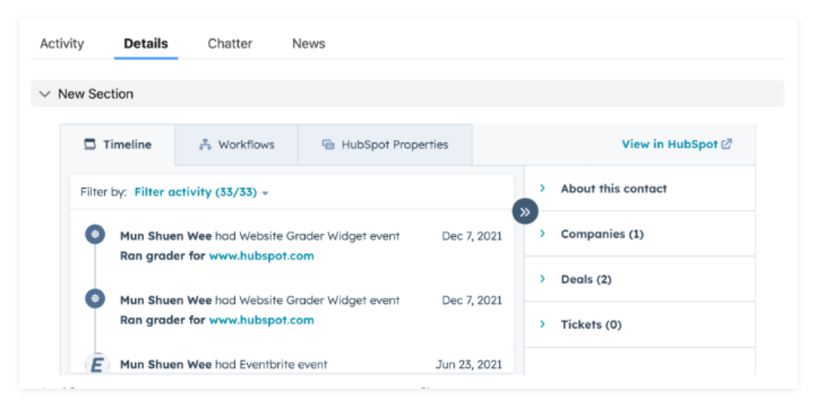 HubSpot Embed View