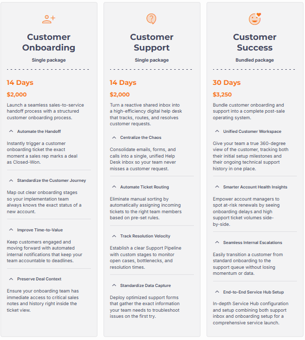 service hub launch package